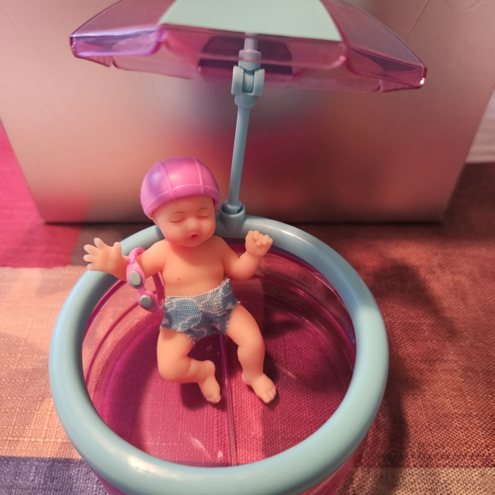 Zuru Mini Baby Pool Toy with Umbrella - Pink & Aqua - Picture 7 of 7